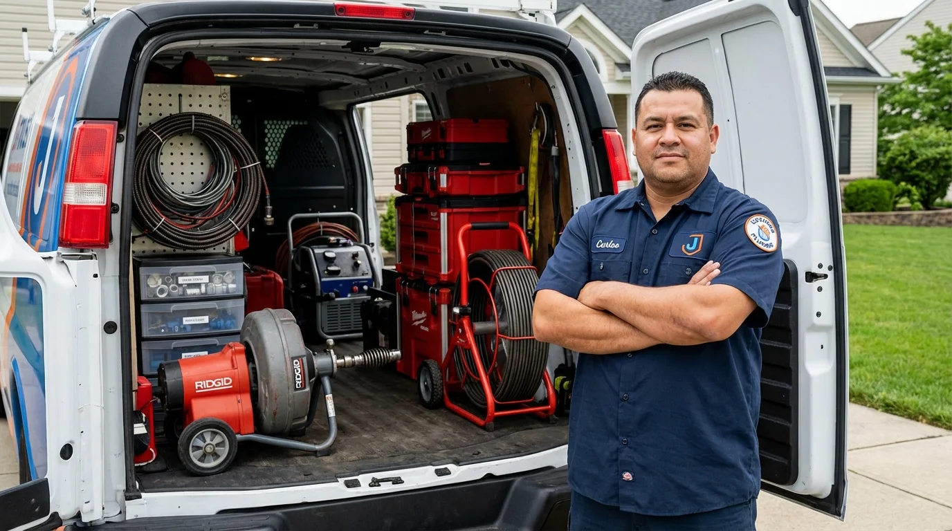 Professional drain cleaning equipment and Johns Plumbing LLC plumber in Carterville