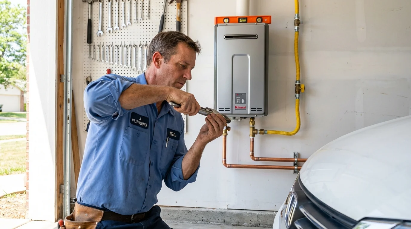 Tankless water heater installation by a Johns Plumbing LLC plumber in Carterville
